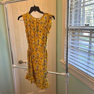 Loft Floral Yellow Sleeveless Dress